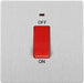 BG Evolve Brushed Steel 45A double pole switch with LED PCDBS74W Available from RS Electrical Supplies