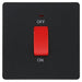 BG Evolve Matt Black 45A double pole switch with LED PCDMB74B Available from RS Electrical Supplies