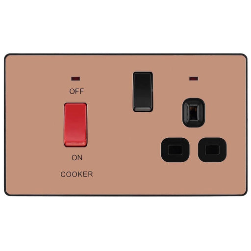 BG Evolve Polished Copper 45A Cooker Control Unit with Double Pole Switch and LED PCDCP70B Available from RS Electrical Supplies