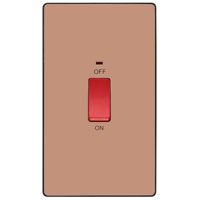 BG Evolve Polished Copper 45A Cooker Switch with LED PCDCP72B Available from RS Electrical Supplies