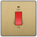 BG Evolve Satin Brass 45A double pole switch with LED PCDSB74B Available from RS Electrical Supplies