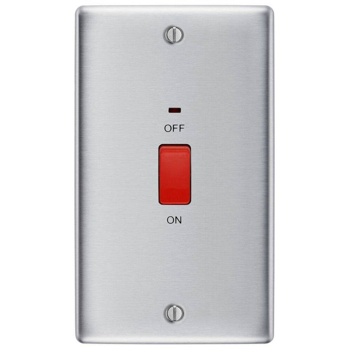 BG Nexus Metal Brushed Steel 45A Cooker Switch NBS72 Available from RS Electrical Supplies