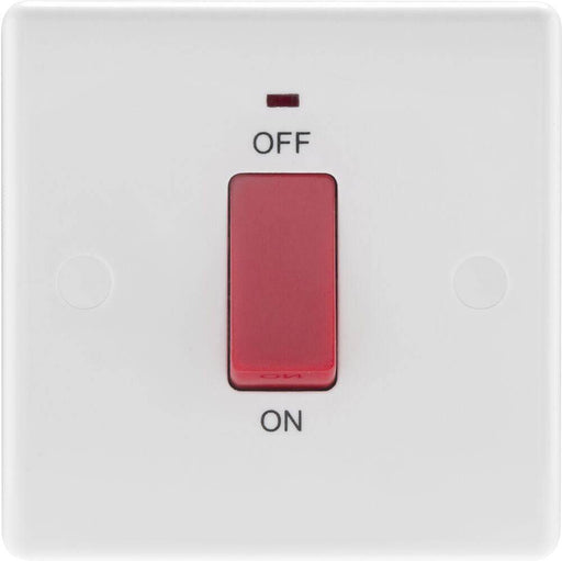 BG White Moulded 45A Cooker Switch with Neon 874 Available from RS Electrical Supplies