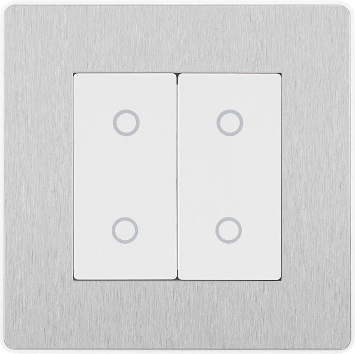 BG Evolve Brushed Steel 2G Secondary Touch Dimmer Switch PCDBSTDS2W Available from RS Electrical Supplies