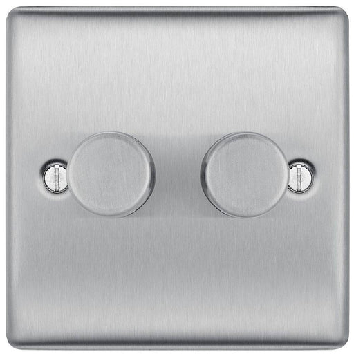 BG Nexus Metal Brushed Steel 2G Dimmer Switch NBS82 Available from RS Electrical Supplies