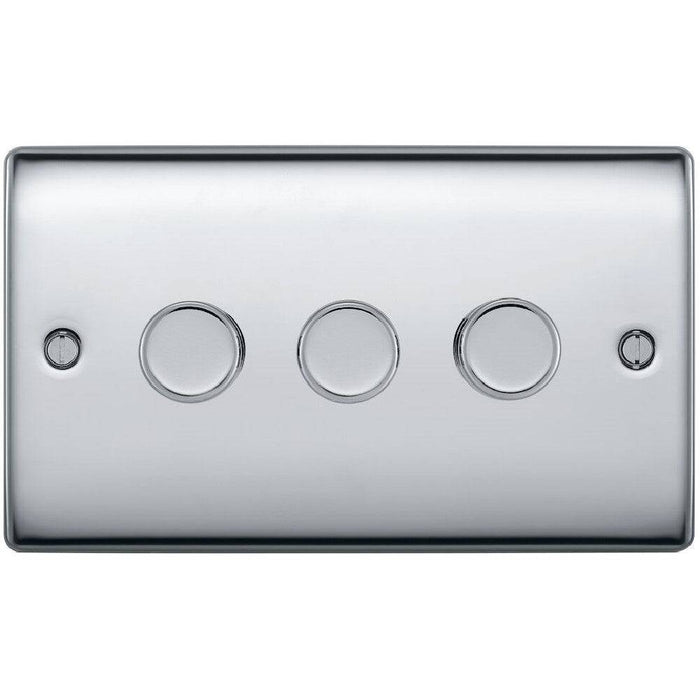 BG Nexus Metal Polished Chrome 3G Dimmer Switch NPC83 Available from RS Electrical Supplies