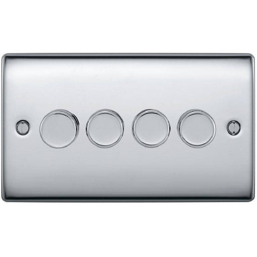 BG Nexus Metal Polished Chrome 4G Dimmer Switch NPC84 Available from RS Electrical Supplies