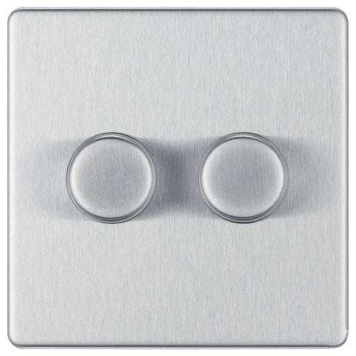 BG Nexus Screwless Brushed Steel 2G Dimmer Switch FBS82 Available from RS Electrical Supplies