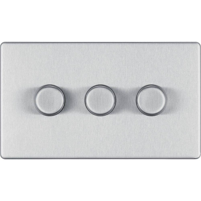 BG Nexus Screwless Brushed Steel 3G Dimmer Switch FBS83 Available from RS Electrical Supplies