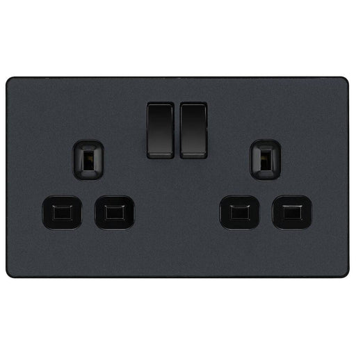 BG Evolve Matt Grey 13A Double Socket PCDMG22B Available from RS Electrical Supplies