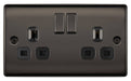 BG Nexus Metal Black Nickel 13A Double Socket NBN22B Available from RS Electrical Supplies