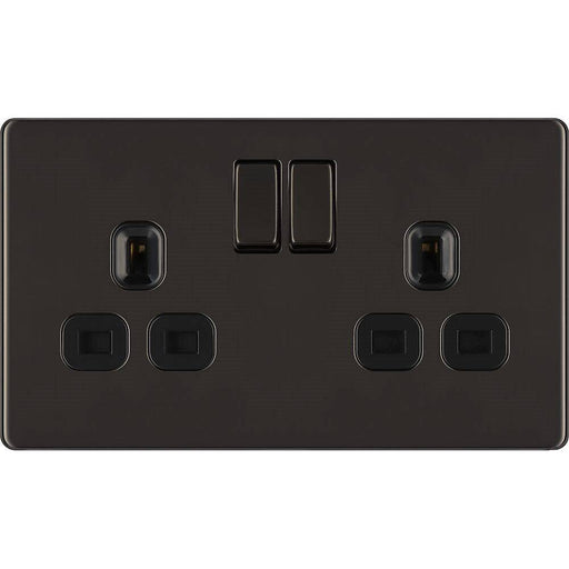 BG Nexus Screwless Black Nickel 13A Double Socket FBN22B Available from RS Electrical Supplies