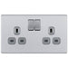 BG Nexus Screwless Brushed Steel 13A Double Socket FBS22G Available from RS Electrical Supplies