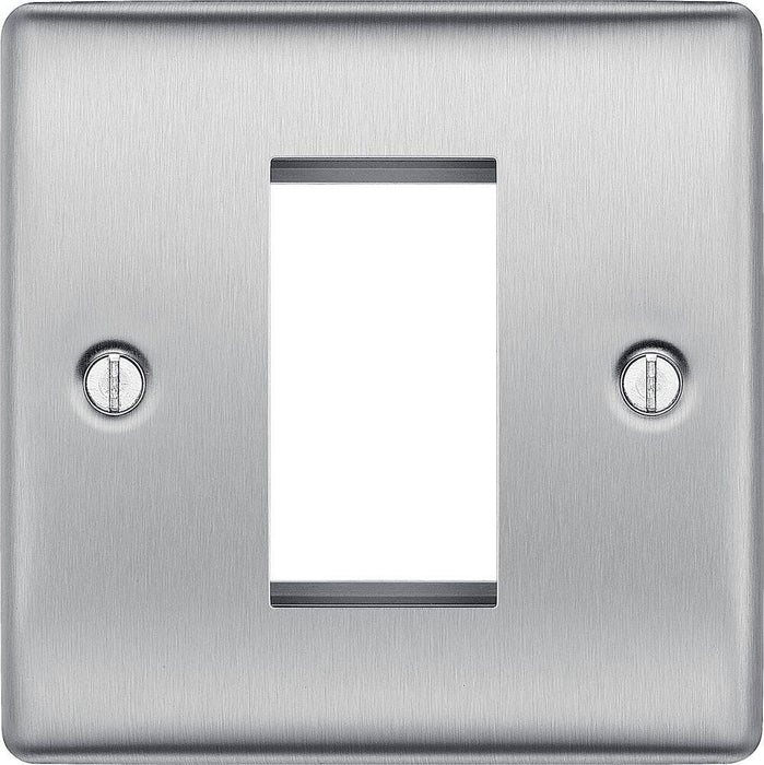 BG Nexus Metal Brushed Steel 1G Euro Plate NBSEMS1 Available from RS Electrical Supplies