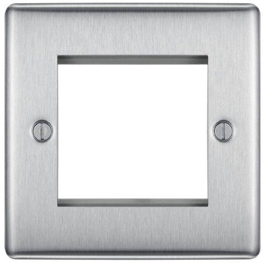 BG Nexus Metal Brushed Steel 2G Euro Plate NBSEMS2 Available from RS Electrical Supplies