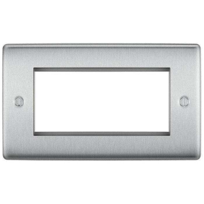 BG Nexus Metal Brushed Steel 4G Euro Plate NBSEMR4 Available from RS Electrical Supplies