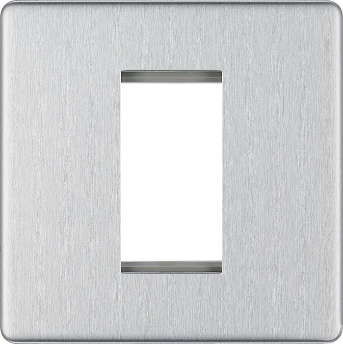 BG Nexus Screwless Brushed Steel 1G Euro Plate FBSEMS1 Available from RS Electrical Supplies