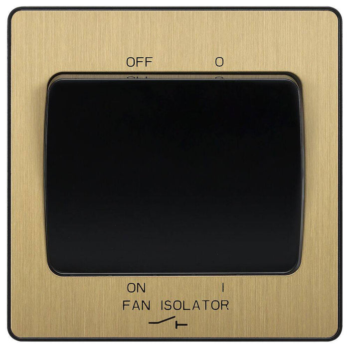 BG Evolve Satin Brass 10A Fan Isolator Switch PCDSB15B Available from RS Electrical Supplies
