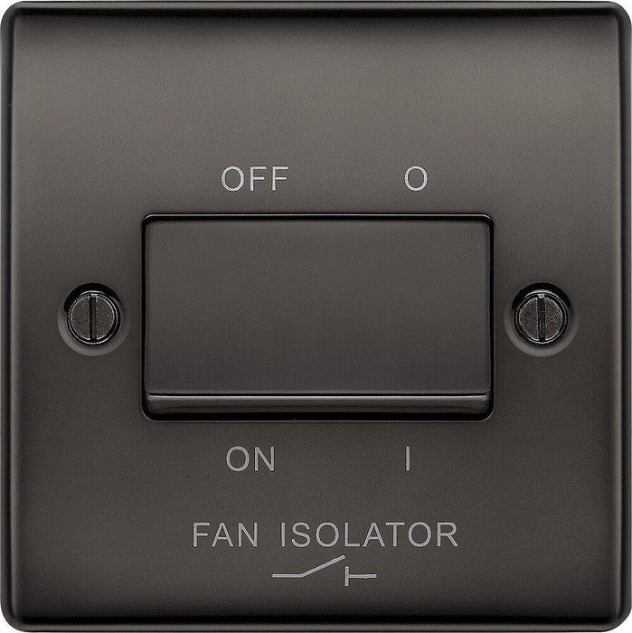 BG Nexus Metal Black Nickel Fan Isolator Switch NBN15 Available from RS Electrical Supplies