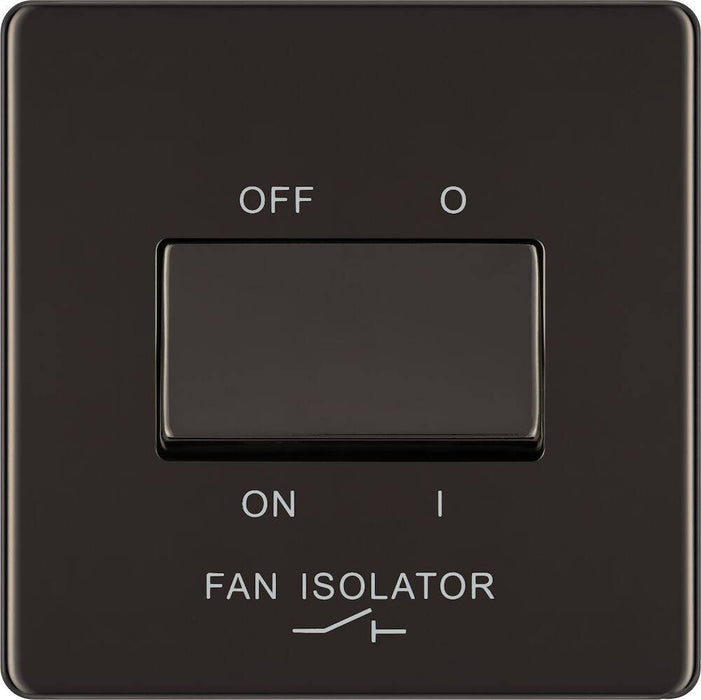 BG Nexus Screwless Black Nickel Fan Isolator Switch FBN15 Available from RS Electrical Supplies