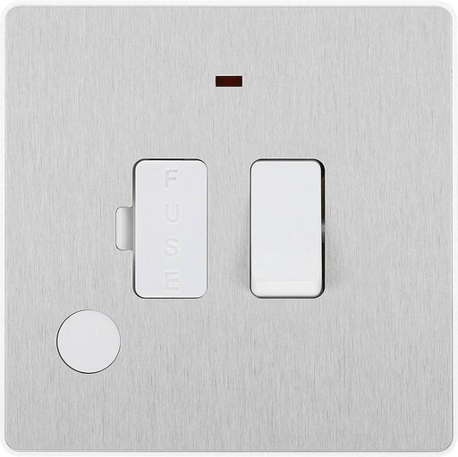 BG Evolve Brushed Steel 13A Switched Spur with LED and Flex Outlet PCDBS52W Available from RS Electrical Supplies