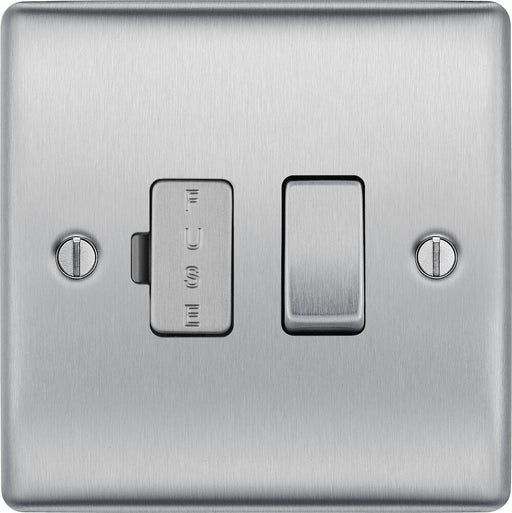 BG Nexus Metal Brushed Steel 13A Switched Spur NBS50 Available from RS Electrical Supplies