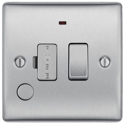 BG Nexus Metal Brushed Steel 13A Switched Spur with Neon & Flex NBS53 Available from RS Electrical Supplies