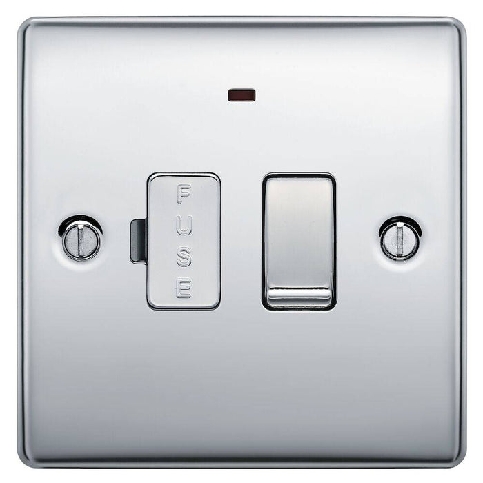 BG Nexus Metal Polished Chrome 13A Switched Spur with Neon NPC52 Available from RS Electrical Supplies