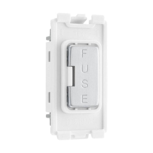BG Brushed Steel 13 Amp Fuse Carrier Grid Module RBSFUSE Available from RS Electrical Supplies