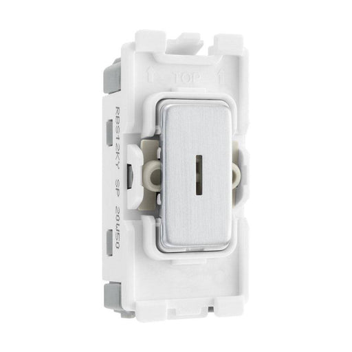 BG Brushed Steel 20A 2 Way Key Grid Switch RBS12KY Available from RS Electrical Supplies