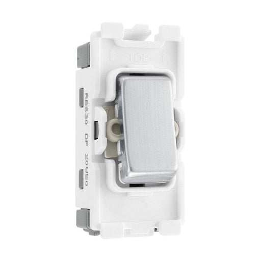 BG Brushed Steel 20A Double Pole Grid Switch RBS30 Available from RS Electrical Supplies