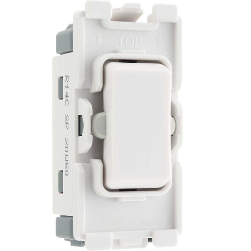 BG White Moulded PVC 20A SP Centre off Retractive Grid Module R14C Available from RS Electrical Supplies