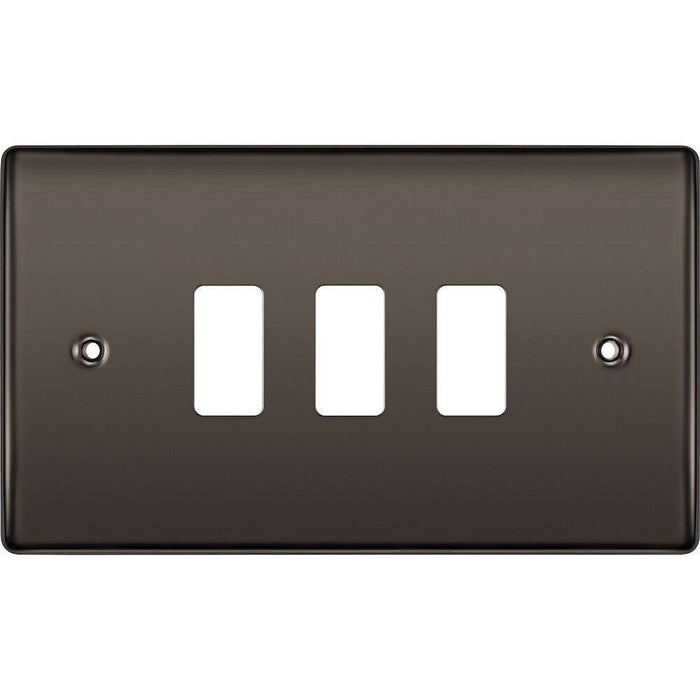 BG Nexus Metal Black Nickel 3G Grid Plate RNBN3 Available from RS Electrical Supplies