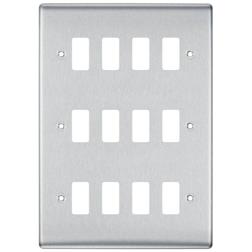 BG Nexus Metal Brushed Steel 12G Grid Plate RNBS12 Available from RS Electrical Supplies