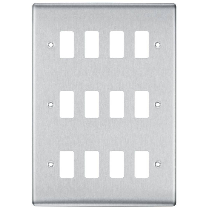 BG Nexus Metal Brushed Steel 12G Grid Plate RNBS12 Available from RS Electrical Supplies