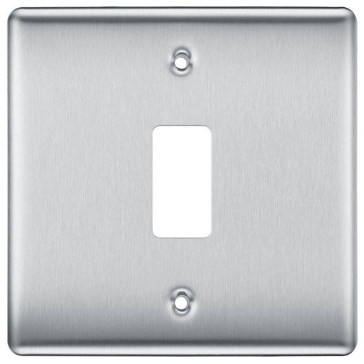 BG Nexus Metal Brushed Steel 1G Grid Plate RNBS1 Available from RS Electrical Supplies