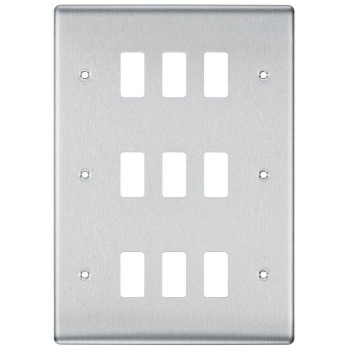 BG Nexus Metal Brushed Steel 9G Grid Plate RNBS9 Available from RS Electrical Supplies
