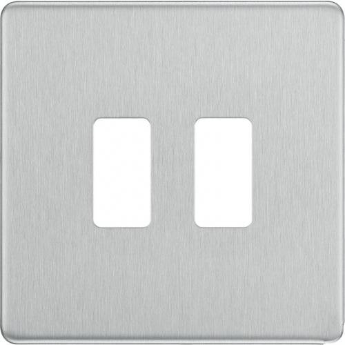 BG Screwless Flat Plate Brushed Steel Grid Plate RFBS2 Available from RS Electrical Supplies