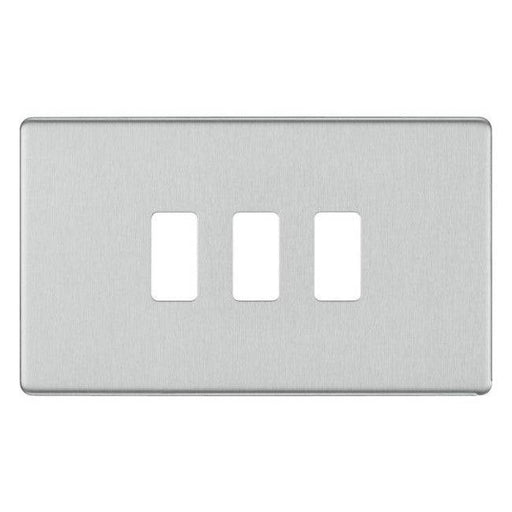 BG Screwless Flat Plate Brushed Steel Grid Plate RFBS3 Available from RS Electrical Supplies