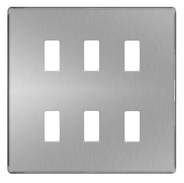 BG Screwless Flat Plate Brushed Steel Grid Plate RFBS6 Available from RS Electrical Supplies