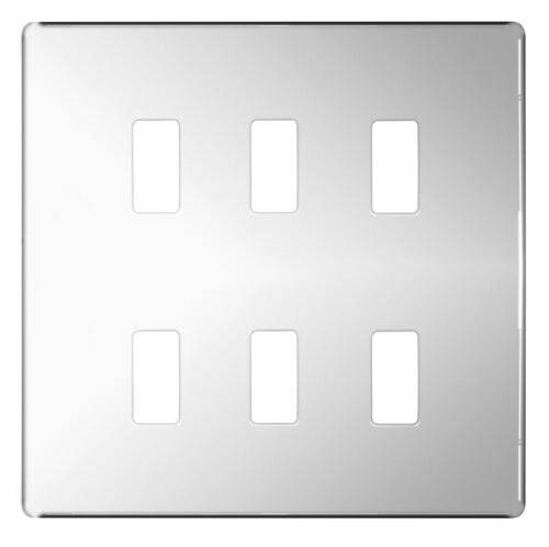 BG Screwless Flat Plate Polished Chrome Grid Plate RFPC6 Available from RS Electrical Supplies