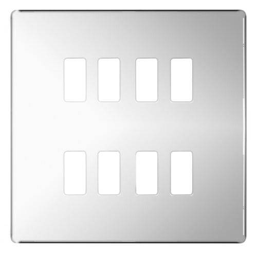 BG Screwless Flat Plate Polished Chrome Grid Plate RFPC8 Available from RS Electrical Supplies