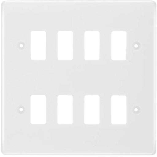 BG White Moulded PVC 8G Grid Plate R88 Available from RS Electrical Supplies