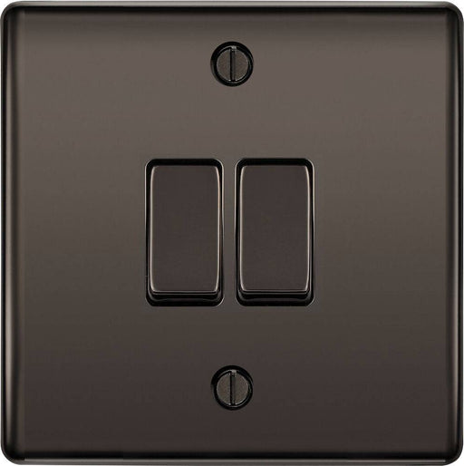 BG Nexus Metal Black Nickel 2W & Intermediate Light Switch NBN2WINT Available from RS Electrical Supplies
