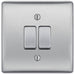 BG Nexus Metal Brushed Steel 2W & Intermediate Light Switch NBS2WINT Available from RS Electrical Supplies