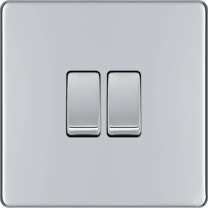 BG Nexus Screwless Polished Chrome 2G Intermediate Light Switch FPC2GINT Available from RS Electrical Supplies