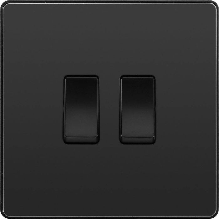 BG Evolve Black Chrome 2G 2W Light Switch PCDBC42B Available from RS Electrical Supplies