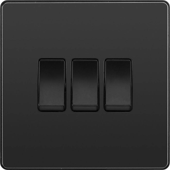 BG Evolve Black Chrome 3G 2W Light Switch PCDBC43B Available from RS Electrical Supplies