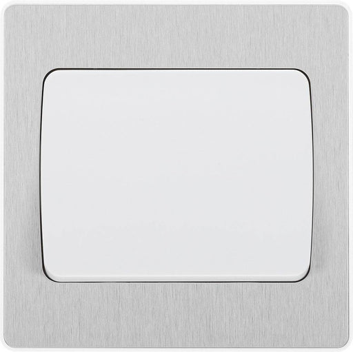 BG Evolve Brushed Steel 1G 2W Wide Rocker Light Switch PCDBS12WW Available from RS Electrical Supplies