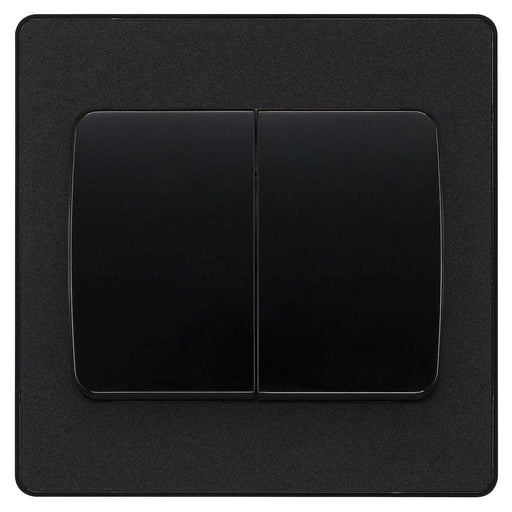 BG Evolve Matt Black 2G 2W Wide Rocker Light Switch PCDMB42WB Available from RS Electrical Supplies